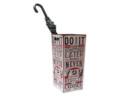 Rebecca Mobili Portaombrelli Rettangolare, Porta ombrelli Vintage, Canvas, Rosa Chiaro, Decorazione con Frasi, per Ingresso casa Ufficio - Misure: H 53 x 25 x 25 cm (HxLxP) - Art. RE4761