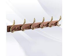 Appendiabiti Doppio da Parete 3/4/5/6 Ganci Noce Legno Lega di Titanio Cromatura Vintage Gancio Metallo Doppio Gancio Colore Oro Appendini Muro