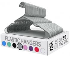 Utopia Home (50 pezzi) Grucce robuste in plastica (42 cm) – Durevole, sottile e grucce in feltro di alta qualità per l armadio - Ideato per t-shirt, abiti, camicette, pantaloni, giacca (Grigio)