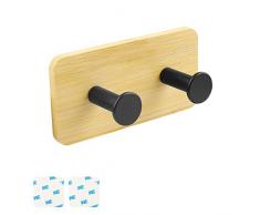 WJUAN 35 mm Appendiabiti da Porta, Design a Doppio Gancio, Attaccapanni da Muro Legno, Nessuna Perforazione Gancio Appendiabiti in Legno, una Combinazione di Elementi Industriali e Naturali