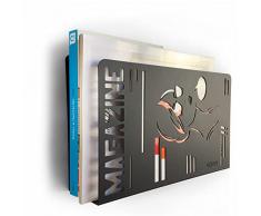 Portariviste da parete in metallo di design. Organizer in metallo (Magazine, nero)