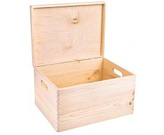 Creative Deco XXL Grande Scatola Legno | 40 x 30 x 24 cm | Coperchio e Maniglie | Cassetta Conteniore Portaoggetti Portagiochi Cofanetto Documenti Attrezzi | Perfetta per Decoupage e Decorare