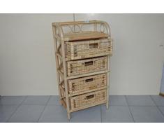 fantasie d oriente CASSETTIERA Rattan 4 CASSETTI 45X35X92H Naturale Vimini