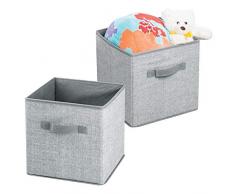 mDesign Scatola per armadi in Stoffa Grande - portaoggetti Universale per la cameretta - scatolone Ottimo per la conservazione di Giochi, peluches, ECC. - Colore: Grigio - bipacco