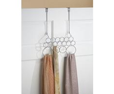 InterDesign 17 Loops-Sciarpa per porta, armadio, antistrappo Organizer portaoggetti per sciarpe, cravatte/cinture/scialli/Pashminas/accessori, colore: cromato