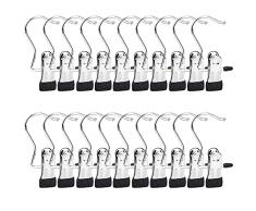 20Pcs Grucce Metallo Ganci con Pinza da Appendere Gruccia Appendiabiti Grucce Appendini Metallo Salvaspazio per Pantaloni Scarpe Asciugamano Calze