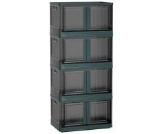 HAIXIN Contenitori Plastica con Coperchio, 72L Scatole per Armadio, Contenitori per Armadio salvaspazio, pieghevole con Ruote, per riporre vestiti utensili da cucina giocattoli libri Set Da 4 Pezzo