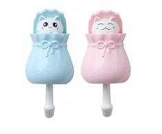 2 Pezzi Gancio a Parete per Animali, Ganci Adesivi per Bambini, Ganci Appendiabiti Adesivi per Bambini, Ganci Adesivi Decorativi per Bambini per Cappotto, Asciugamano, Chiavi, Borse, Cappelli