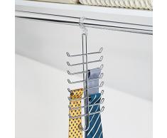 InterDesign Classico Tru-Grasp Portacravatte/Cinture Verticale, Metallo, Argento, 13.5x2x32.5 cm
