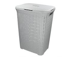 Curver Portabiancheria Cesto Vimini Finto Rattan 40l 60l Diversi Colori (Grigio Chiaro 60L)