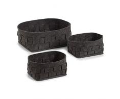 Zeller cestino in feltro, Set, Feltro, anthrazit, 15,5 x 11,5 x 8; 23 x 18 x 10 cm