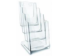 ARDA Portariviste da parete con 4 scomparti | Formato A6, capacità 800 fogli da 80gr | Espositore Trasparente