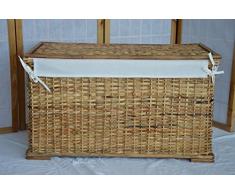 CESTO BAULE PORTABIANCHERIA VIMINI RATTAN BANANO CM 76X44X44 H