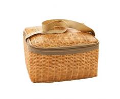 Borsa da picnic in rattan portatile da esterno impermeabile da tavola isolata termica P cestino per alimenti contenitore P1g6 dispositivo di raffreddamento per campeggio