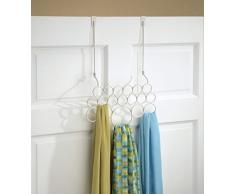 InterDesign Classico-Gruccia con 18 anelle porta-Sciarpa/Storage Organizer Closet antistrappo per sciarpe, cravatte/cinture/scialli/Pashminas/accessori, colore: bianco perla