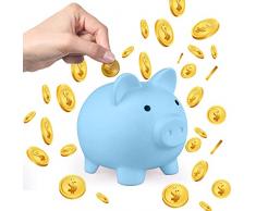 Salvadanaio Maialino Salvadanaio Maialino Grande: Salvadanaio Blu, Salvadanaio Bambini, Maialino Portafortuna, Decorazione Salvadanaio, Salvadanaio con Corpo in Gomma Morbida per paghetta