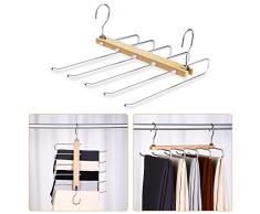 Grucce Pantaloni, Grucce Salvaspazio, Lega di Alluminio e Legno Massello di Faggio, Dargento