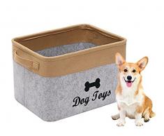 Geyecete - Feltro Cestino portaoggetti per Giocattoli per Cani e Animali, Pieghevole Contenitore per Giocattoli e Coperte per cani-38 x 27 x 25 cm-Grigio Chiaro/Cachi