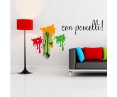 00384 Adesivo murale con ganci per appendiabiti Wall Art - Vernice appendiabiti - Misure 120x101 cm - rosso, verde e giallo - Decorazione parete, adesivi per muro, carta da parati