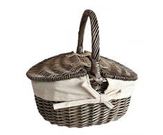Red Hamper eh091 W Rosso Hamper piccolo Antico Wash doppio Lidded ovale cestino picnic con fodera bianca, Marrone, Altezza 23 cm x larghezza 30 cm x profondità 17 cm