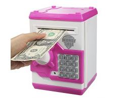 HUSAN Salvadanaio Elettronico per Bambini, Password Salvadanaio Mini ATM Piggy Bank Giocattolo Regalo di Compleanno per Bambini (Rosa)
