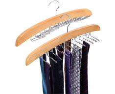 Portacravatte in legno per 24 cravatte, Ohuhu Singolo Gancio Lega Gancio di Legno Naturale Organizzatore Rack, la Scelta Migliore Per il Vostro Organizzatore Del Vestiario - 2 pezzi