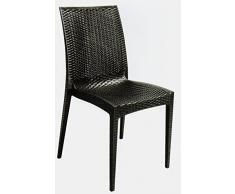 GRAND SOLEIL S6380B Greenpol - Sedia Rattan Bistrot impilabile, Verde polimerico, Bianco, 53.5 x 49 x 89 cm