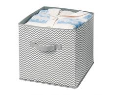 mDesign Scatola per armadi in Stoffa - portaoggetti Universale - scatolone Ottimo per Il Cambio Stagione - Colore: Grigio, Crema - Grande