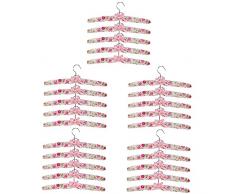 DOITOOL 25 Pezzi Grucce Floreali In Stoffa Grucce Per Gonne Per Donne Grucce Per Pantaloni Per Bambini Appendiabiti Per Armadio Grucce Anti-Abiti Grucce Imbottite Grucce Per Abiti