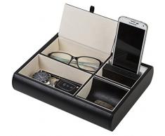 Jack Cube svuotatasche in pelle, scrivania o cassettiera Organizer, catch-all per chiavi, cellulare, portafoglio, monete, gioielli, e più (26,3 x 5,5 x 20,8 cm) – MK158