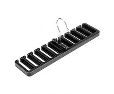 Gancio porta cravatta da cintura, 10 slot per cravatta e sciarpe, organizer in plastica robusta per armadio, armadio, salvaspazio, 30,5 x 7,3 x 14 cm (nero)