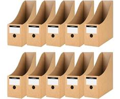 ZEEREE 10-pezzi Portariviste in carta Kraft, Cartella File stile Semplice Riempimento Rack Box Paperwork Organizer Portapenne Desktop Stationery per ufficio,facile conservazione
