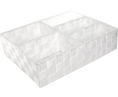 Compactor Cesto, 5 Scomparti, 32 x 25 x 8 cm, Tessuto Intrecciato, Tessuto, Bianco