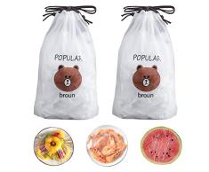 Amfrpar 200 Pezzi Sacchetti per Alimenti Trasparenti Copri Recipienti per Mantenere Freschi i Cibi, Sacchetti Salvafreschezza Buste Alimenti Riutilizzabili Elastici Sacchetto per Frutta e Verdura