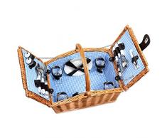 Schramm® Cestino da Picnic in Vimini per 4 Persone Selezionabile con o Senza Manico Cestino da Picnic in Vimini Coperta da Picnic, Größe:mit Henkel