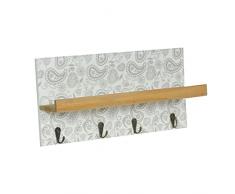 Vacchetti Appendino Legno stilla 4 posti Grigio con mensola, Wood, Medio