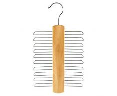 HANGERWORLD Gruccia Portacravatte per 20 Cravatte in Legno Naturale con Piccolo Difetto di Fabbrica