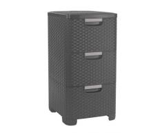 Curver 206315 - Cassettiera in polipropilene, aspetto in vimini, 3 x 14 L