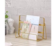 QZH Portariviste Piccola scrivania da Ufficio Portariviste Portariviste Portariviste in Ferro Moderno e Minimalista Espositore da scrivania Portariviste Portariviste (Oro, Taglia Unica)