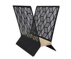 Box and Beyond Portagiornali traforato in legno e metallo, 36 x 22 x 37 cm