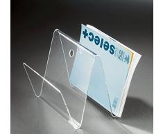 Design portagiornali, portariviste in vetro acrilico di alta qualità, transparente, 30 x 30 cm, A 26 cm, spessore vetro acrilico 4 mm