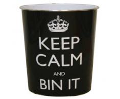 JVL - Cestino per la carta, motivo "keep calm and bin it", colore: rosso/nero