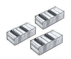 Organizer Cassetti Armadio 3 Pezzi,Porta Magliette Armadio con Maneggiare,Porta Pantaloni per Armadio,Organizer Pantaloni Armadio per Riporre Jeans, Calzini, Cravatte, Sciarpe e Fazzoletti (S-7Gitter)