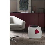Beatrice: portariviste in Cuoio Colore Bianco con Cuore Colore Rosso, Borsa in Cuoio, Cesto, Cestino, Contenitore, Made in Italy by Limac Design®.