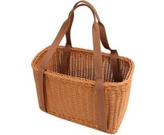 BESTonZON Cesto del Mercato Africano Cestino Portaoggetti in Vimini Cestino della Spesa in Vimini Cestino da Picnic in Rattan Contenitore per Frutta E Verdura con Manico per La Casa