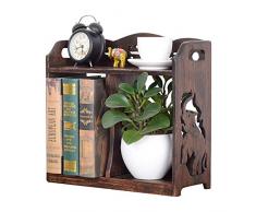 ZhaoXH Portariviste Vintage Scrivania in Legno Massello Scaffale Storage Box Organizzatore Magazine Cremagliera del Supporto File di Office Mobili Soggiorno - 14.17x5.91x12.99inch