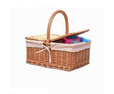 Xinxinchaoshi Cesta della Spesa Cestino di Vimini Picnic Basket Cesto Vimini Grande Cestino di immagazzinaggio del Vino Cestello con Manico Wedding Collection Carrello Cesto per la Spesa