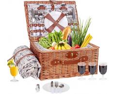 Cestino da picnic per 4 persone con grande scomparto refrigerante isolato, set di posate da picnic, regalo per famiglia, campeggio, attività allaperto