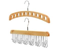 HANGERWORLD Portacinture e Portasciarpe in Legno Laccato Naturale Salvaspazio per Armadio