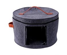 Organizer per Cappelli in Feltro, Scatola portaoggetti Rotonda per Cappelli con 2 coperchi, contenitori per Animali in Peluche, cappelliera da Viaggio Portatile per Donne e Uomini, Grigio Nero